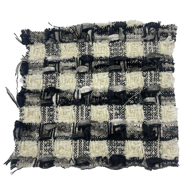 Luksus sort grå fin tekstur plaid vævet tweed stof til frakker 22042