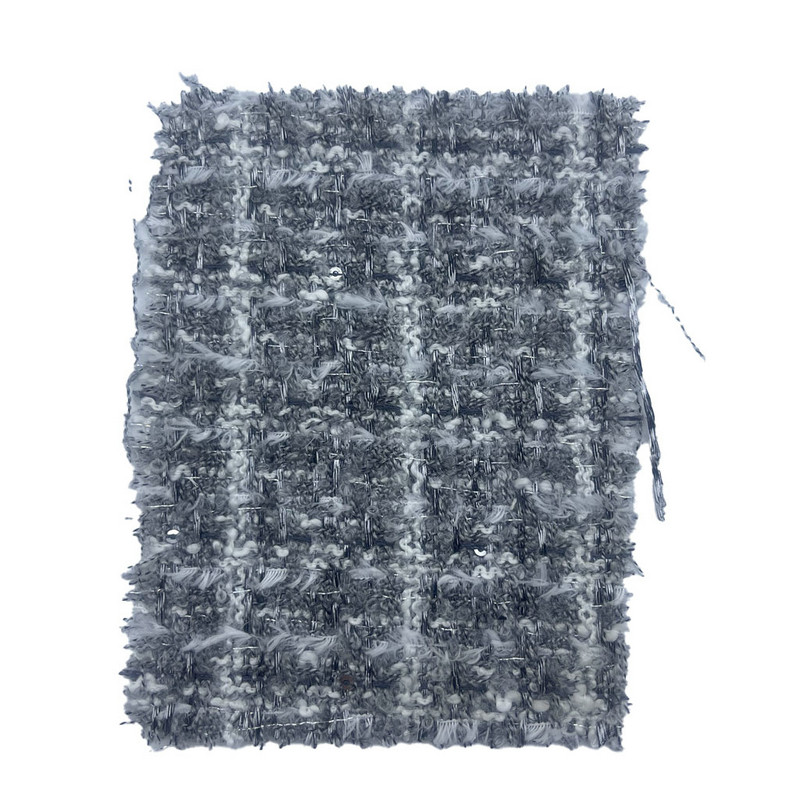 Fin tekstur, grå plaid prægede tweed-stoffer til dametøj 23503