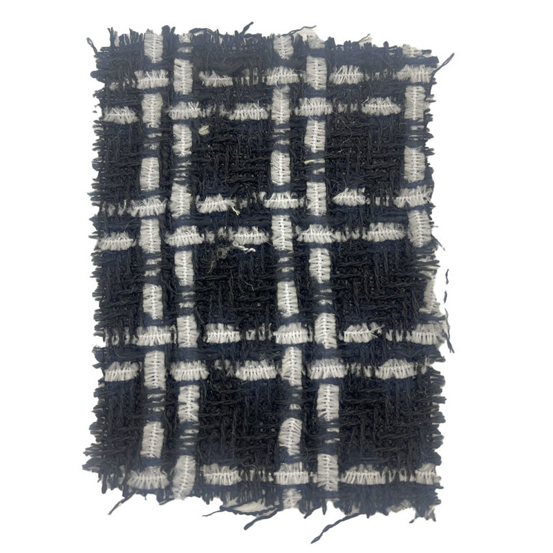 Tidløs sort uld plaid vævet tweed stof til tøj 23545