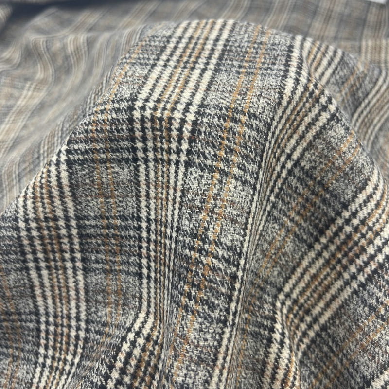 Plaid Houndstooth Ternet brun metallisk vævet stof, der passer til 250515